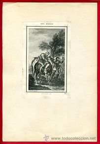 Art: GRABADO DON QUIJOTE, DON QUIXOT, CERVANTES, ORIGINAL , LEER DESCRIPCION, G36